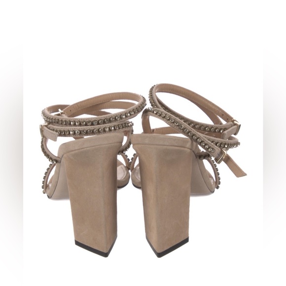 Tamara Mellon Suede Crystal Embellishments Sandals size 40 / US 9 4.5”Heel - Picture 4 of 6